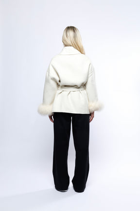 Blazer Aveludado com laço - Off-white